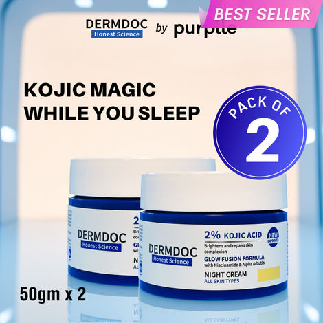 Buy DERMDOC Combo Kit 2% Kojic Acid Glow Fusion Formula Night Cream (50 gm * Pack of 2) | Skin Brightening I Targets Pigmentation I With Niacinamide & Alpha Arbutin Brightening-Purplle