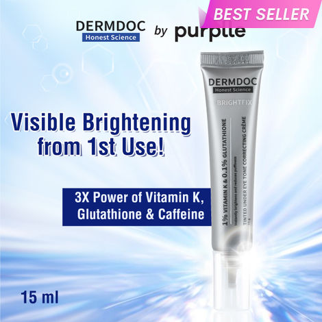 Buy DERMDOC by Purplle Tinted Brightening Under Eye Cream for Dark Circles (15 gm) | with 1% Vitamin K & 0.1% Glutathione | Brightening Under Eye Cream | Reduces Dark Circles, Puffiness & Wrinkles-Purplle