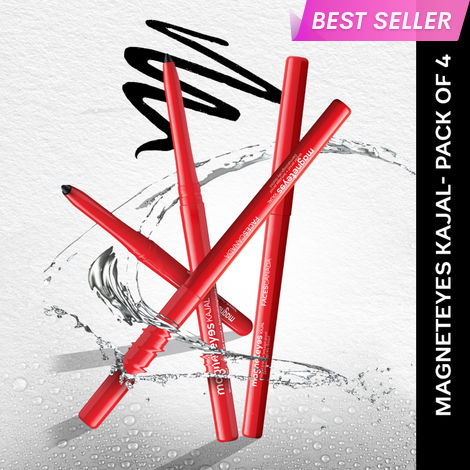 Buy FACES CANADA Magneteyes Kajal Pack of 4 - Black, (0.35g x 4) | 24HR Long Stay | One Stroke Smooth Glide | Waterproof, Smudgeproof & Fadeproof | Almond Oil & Vitamin E-Purplle