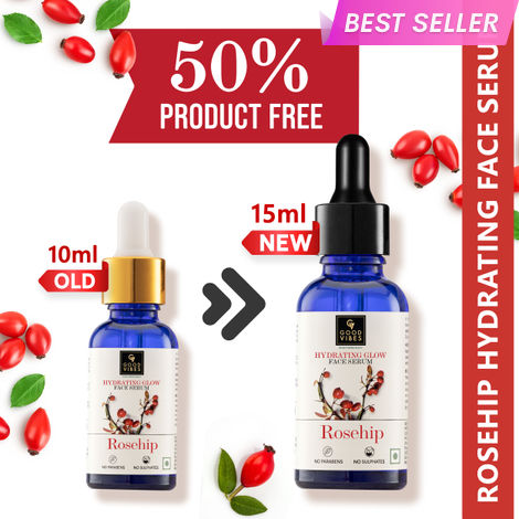 Buy Good Vibes Rosehip Hydrating Glow Face Serum | Free 50% Product Extra | Light, Non-Sticky, Brightening | With Vitamin E | No Parabens, No Sulphates, No Animal Testing (15 ml)-Purplle