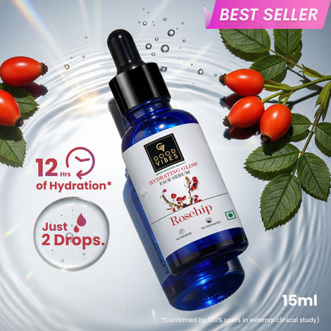 Buy Good Vibes Rosehip Hydrating Glow Face Serum | Free 50% Product Extra | Light, Non-Sticky, Brightening | With Vitamin E | No Parabens, No Sulphates, No Animal Testing (15 ml)-Purplle