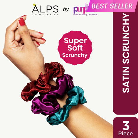 Buy Alps Goodness Super Soft Satin Scrunchies (Pack of 3)-Purplle