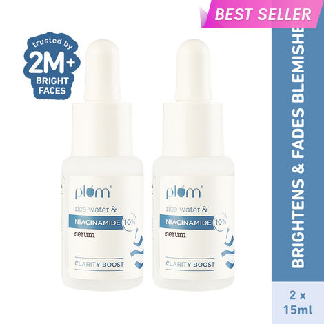 Buy Plum Rice Water & 10% Niacinamide Brightening Serum Duo | Dermat-Tested | with Rice Ferment Extracts | Brightens Skin | Fades Blemishes | Lightweight & Quick-absorbing | Suits All Skin Types | Pack of 2-Purplle