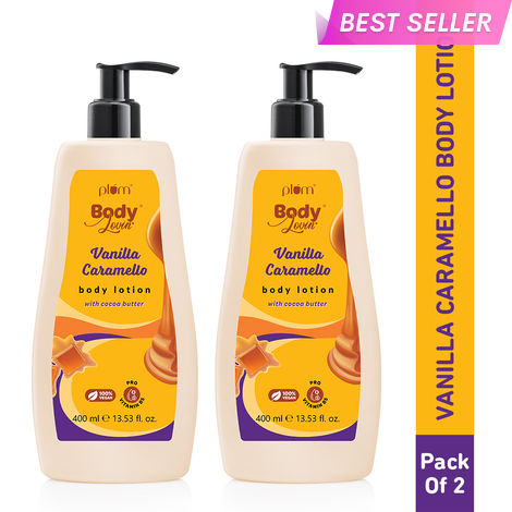 Buy Plum BodyLovin' Vanilla Caramello Body Lotion Duo | Cocoa Butter & Vitamin B5 For Moisturized & Glowing Skin | Non-Greasy | For Dry to Very Dry Skin | Warm & Cozy Vanilla Scent | Pack of 2-Purplle