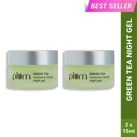 Buy Plum Green Tea Renewed Clarity Night Gel Mini| Overnight Hydration Duo | With Green Tea & Glycolic Acid | Fights Acne | For Clear Skin | Calms & Soothes | Controls Excess Oil | Pack of 2-Purplle
