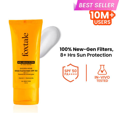 Buy Foxtale Glow Sunscreen with Vitamin C & Niacinamide SPF 50 PA++++, In-Vivo Tested, for Dewy Glow 50 ml-Purplle