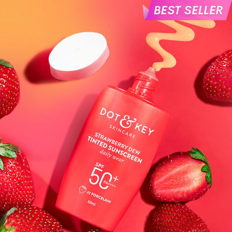 Buy Dot & Key Strawberry Dew Tinted Sunscreen SPF 50++++ 01 Porecelain 50 ml-Purplle