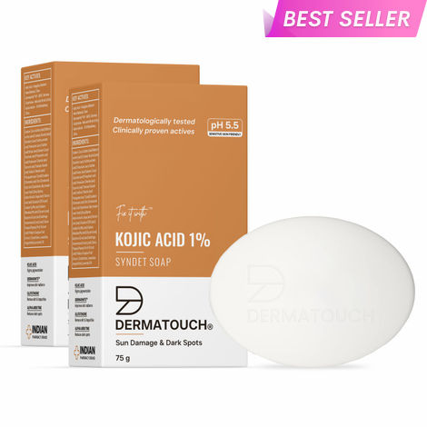Buy DERMATOUCH Kojic Acid 1% Soap with Glutathione | For Pigmentation & Sun damage | Soap for Men & Women | Suitable for All Skin Types | 75g * 2 = 150 gm-Purplle