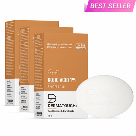 Buy DERMATOUCH Kojic Acid 1% Soap with Glutathione | For Pigmentation & Sun damage | Soap for Men & Women | Suitable for All Skin Types | 75g * 3 = 225g-Purplle