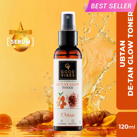 Buy Good Vibes De-Tan Glow Toner Ubtan with Power of Serum | No Parabens, No Animal Testing, Vegan, No Mineral Oil, No Sulphates (120 ml)-Purplle