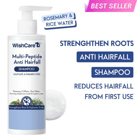 Buy WishCare Multi Peptide Anti Hairfall Shampoo - Rice Water, Rosemary, Capilia Longa, Hyaluronic Acid & Caffeine - 250 ml-Purplle