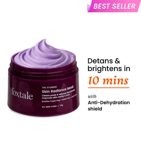 Buy Foxtale Skin Radiance Mask, With Lactic Acid, Brazilian Purple Clay And Kaolin Clay for Instant Brightness and Tighten Pores, 75 gm-Purplle