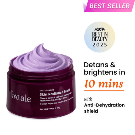 Buy Foxtale Skin Radiance Mask, With Lactic Acid, Brazilian Purple Clay And Kaolin Clay for Instant Brightness and Tighten Pores, 75 gm-Purplle