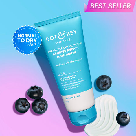 Buy Dot & Key Ceramides & Hyaluronic Barrier Repair Moisturizer with Probiotics & Rice Water | Barrier Repair Face Cream with 5 essential ceramides, Suitable for Dry, Combination & Sensitive Skin - 175g -Purplle