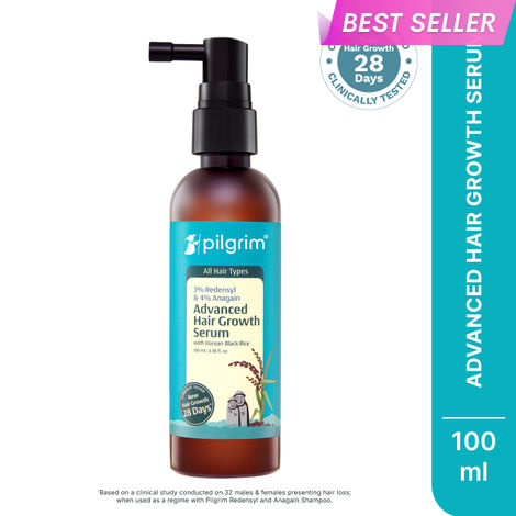Buy Pilgrim 3% Redensyl & 4% Anagain Advanced Hair Growth Serum, 100 ml, with Korean Black Rice, Controls Hair Fall, Stimulates Hair Growth, Increase Hair Density, Hair Growth Serum for Men & Women-Purplle