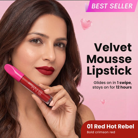 Buy NY Bae Velvet Mousse Liquid Lipstick - Red Hot Rebel 01 (6.5 ml) | Velvet Matte Finish | Transferproof | Smudgeproof | Ultra Light | Smooth | Moisturising Red Lipstick-Purplle
