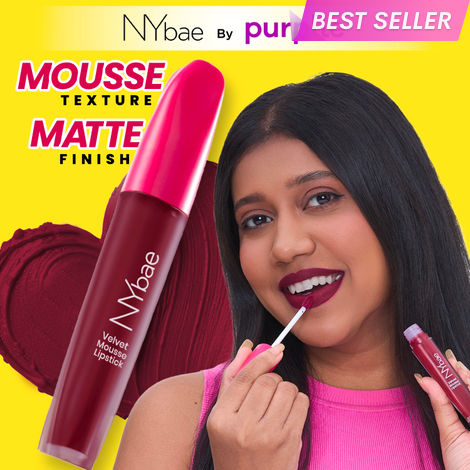 Buy NY Bae Velvet Mousse Liquid Lipstick - Badass Berry 02 (6.5 ml) | Velvet Matte Finish | Transferproof | Smudgeproof | Ultra Light | Smooth | Moisturising Plum Lipstick-Purplle
