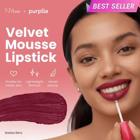 Buy NY Bae Velvet Mousse Liquid Lipstick - Badass Berry 02 (6.5 ml) | Velvet Matte Finish | Transferproof | Smudgeproof | Ultra Light | Smooth | Moisturising Plum Lipstick-Purplle