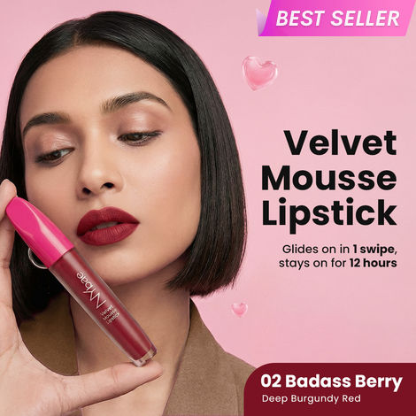 Buy NY Bae Velvet Mousse Liquid Lipstick - Badass Berry 02 (6.5 ml) | Velvet Matte Finish | Transferproof | Smudgeproof | Ultra Light | Smooth | Moisturising Plum Lipstick-Purplle