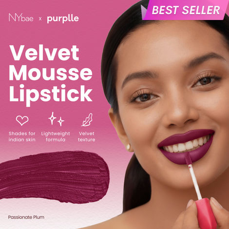 Buy NY Bae Velvet Mousse Liquid Lipstick - Passionate Plum 03 (6.5 ml) | Velvet Matte Finish | Transferproof | Smudgeproof | Ultra Light | Smooth | Moisturising Purple Lipstick-Purplle