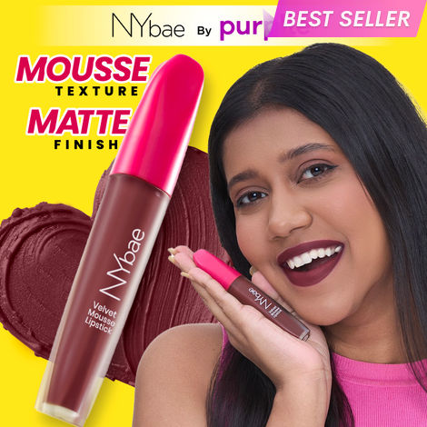 Buy NY Bae Velvet Mousse Liquid Lipstick - Sexy Sangria 04 (6.5 ml) | Velvet Matte Finish | Transferproof | Smudgeproof | Ultra Light | Smooth | Moisturising Wine Lipstick-Purplle