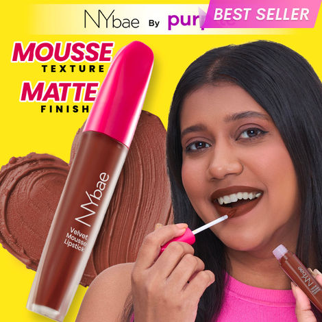 Buy NY Bae Velvet Mousse Liquid Lipstick - Spicy Rust 06 (6.5 ml) | Velvet Matte Finish | Transferproof | Smudgeproof | Ultra Light | Smooth | Moisturising Brown Lipstick-Purplle