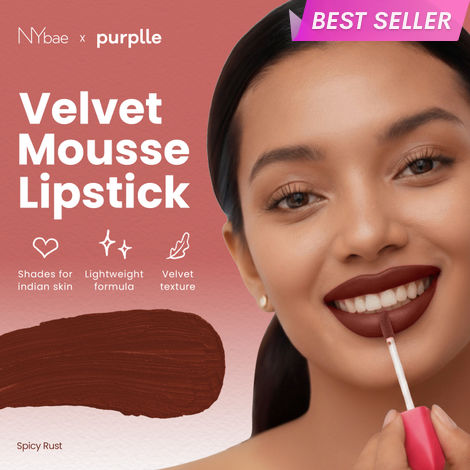 Buy NY Bae Velvet Mousse Liquid Lipstick - Spicy Rust 06 (6.5 ml) | Velvet Matte Finish | Transferproof | Smudgeproof | Ultra Light | Smooth | Moisturising Brown Lipstick-Purplle