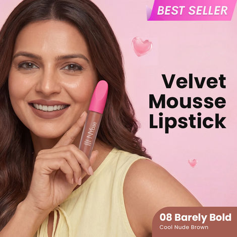 Buy NY Bae Velvet Mousse Liquid Lipstick - Barely Bold 08 (6.5 ml) | Velvet Matte Finish | Transferproof | Smudgeproof | Ultra Light | Smooth | Moisturising Nude Lipstick-Purplle