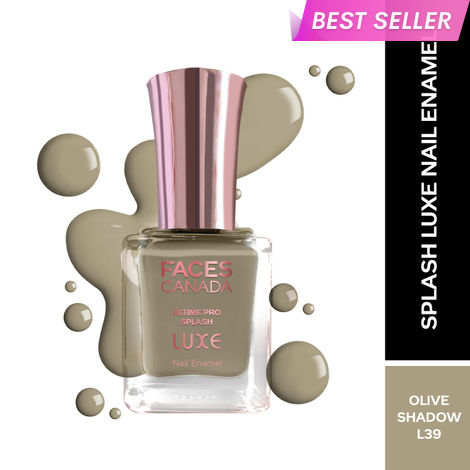 Buy FACES CANADA Ultime Pro Splash Luxe Nail Enamel - Olive Shadow (L39), 12 ml | Glossy Finish | Quick Drying | Long Lasting | High Shine | Chip Defiant | Even-Finish | Vegan | Non-Toxic | Ethanol-Free-Purplle