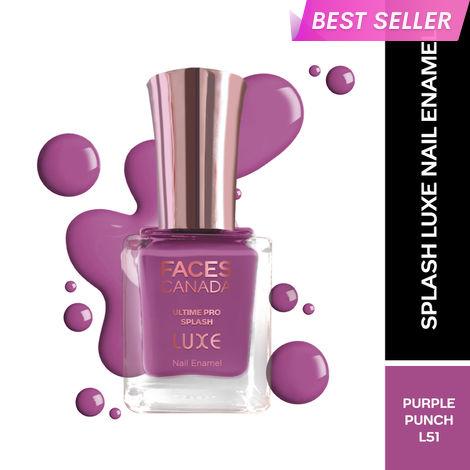 Buy FACES CANADA Ultime Pro Splash Luxe Nail Enamel - Purple Punch (L51), 12 ml | Glossy Finish | Quick Drying | Long Lasting | High Shine | Chip Defiant | Even-Finish | Vegan | Non-Toxic | Ethanol-Free-Purplle