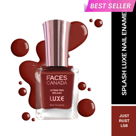 Buy FACES CANADA Ultime Pro Splash Luxe Nail Enamel - Just Rust (L58), 12 ml | Glossy Finish | Quick Drying | Long Lasting | High Shine | Chip Defiant | Even-Finish | Vegan | Non-Toxic | Ethanol-Free-Purplle