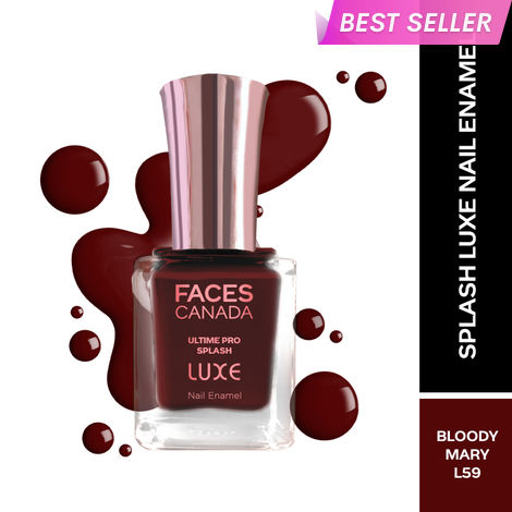 Buy FACES CANADA Ultime Pro Splash Luxe Nail Enamel - Bloody Mary (L59), 12 ml | Glossy Finish | Quick Drying | Long Lasting | High Shine | Chip Defiant | Even-Finish | Vegan | Non-Toxic | Ethanol-Free-Purplle