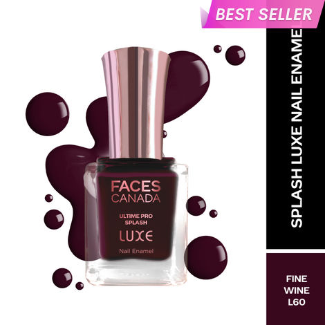 Buy FACES CANADA Ultime Pro Splash Luxe Nail Enamel - Fine Wine (L60), 12 ml | Glossy Finish | Quick Drying | Long Lasting | High Shine | Chip Defiant | Even-Finish | Vegan | Non-Toxic | Ethanol-Free-Purplle