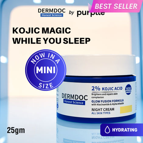 Buy DERMDOC 2% Kojic Acid Glow Fusion Formula Night Cream (25 gm) | Skin Brightening I Targets Pigmentation I With Niacinamide & Alpha Arbutin-Purplle