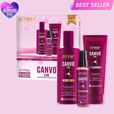 Buy Streax Professional Canvoline Hair Care Combi Kit for After-care of Keratin Treated & Straightened Hair - Combo of 3-Purplle
