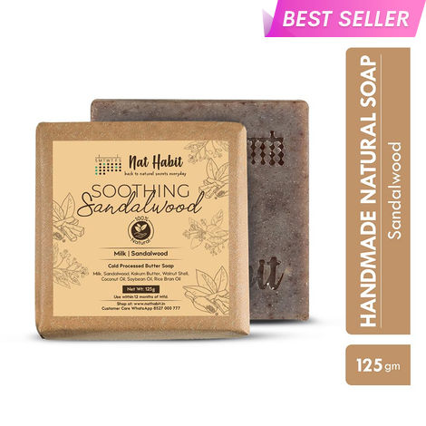 Buy Nat Habit Soothing Sandalwood Soap|Handmade Butter Bath Soap Detoxification|Tan Removal (125 gm)-Purplle