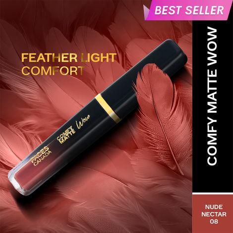 Buy FACES CANADA Comfy Matte Wow Liquid Lipstick Nude Nectar 08, (3.8 ml)| One Swipe Application | Highly Pigmented | Comfortable Wear | Glides Smoothly | Long Lasting | Transferproof-Purplle