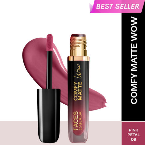 Buy FACES CANADA Comfy Matte Wow Liquid Lipstick Pink Petal 09, (3.8 ml) | One Swipe Application | Highly Pigmented | Comfortable Wear | Glides Smoothly | Long Lasting | Transferproof-Purplle