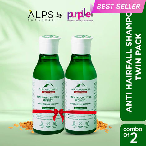 Buy Alps Goodness Fenugreek Biotin and Redensyl Anti Hairfall Shampoo Twin Pack for All Hair Types (150 ml X 2) | Reduced Hairfall | Stronger-Thicker Hair Pack of 2-Purplle