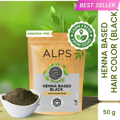 Buy Alps Goodness Henna Based Hair Color Powder - Black (50g) | Ammonia Free | Peroxides Free | Enriched with herbs| Black Henna Powder | Kali Mehendi| Sojat Mehendi| Henna Powder for Hair | Alps Goodness Henna-Purplle