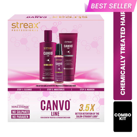 Buy Streax Professional Canvoline Hair Care Kit for After-care of Keratin Treated & Straightened Hair Combo of 3-Purplle