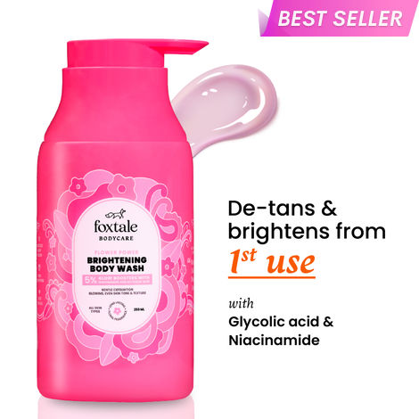 Buy Foxtale De-Tan Brightening Body Wash with Glycolic Acid & Niacinamide for Glowing Skin- 250 ml-Purplle