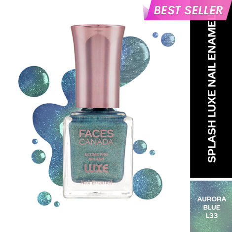 Buy FACES CANADA Ultime Pro Splash Luxe Nail Enamel - Aurora Blue (L33), 12 ml | Glossy Finish | Quick Drying | Long Lasting | High Shine | Chip Defiant | Even-Finish | Vegan | Non-Toxic | Ethanol-Free-Purplle