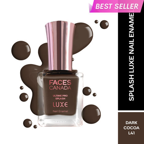 Buy FACES CANADA Ultime Pro Splash Luxe Nail Enamel - Dark Cocoa (L41), 12 ml | Glossy Finish | Quick Drying | Long Lasting | High Shine | Chip Defiant | Even-Finish | Vegan | Non-Toxic | Ethanol-Free-Purplle