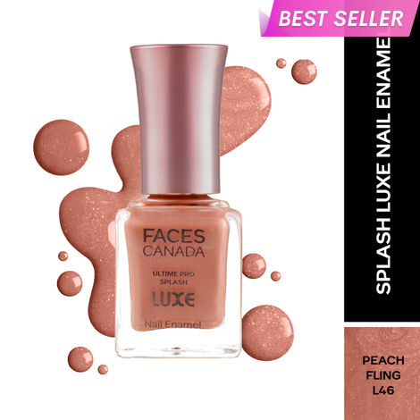 Buy FACES CANADA Ultime Pro Splash Luxe Nail Enamel - Peach Fling (L46), 12 ml | Glossy Finish | Quick Drying | Long Lasting | High Shine | Chip Defiant | Even-Finish | Vegan | Non-Toxic | Ethanol-Free-Purplle