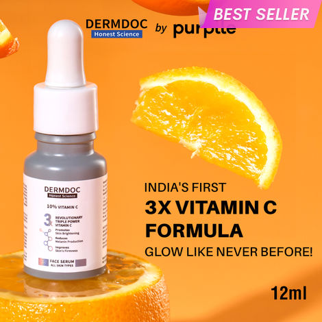 Buy DERMDOC 10% Vitamin C Face Serum for Glowing Skin (12 ml) | Brightening Face Serum | Fight Dark Spots, Pigmentation & Dull Skin-Purplle