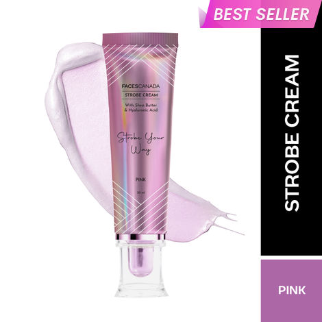 Buy FACES CANADA Strobe Cream - Pink, 30 ml | Primer + Highlighter + Moisturizer | Shea Butter & Hyaluronic Acid | Intense Hydration | Flawless Radiant Dewy Skin | Illuminating & Glowing Makeup Base-Purplle