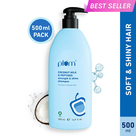 Buy Plum Coconut Shampoo for Dull Hair with Coconut Milk and Peptides for Soft & Silky Hair I 22x Softer Hair I Shampoo for Women and Men | 500 ml-Purplle