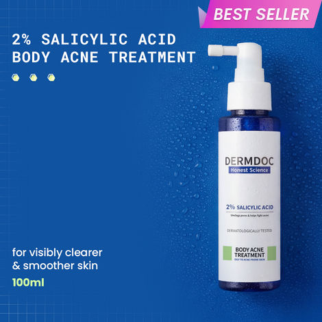 Buy DERMDOC&nbsp;2% Salicylic Acid Body Acne Treatment Spray (100 ml) | Acne Treatment | Body Acne Spray |&nbsp;Gentle Exfoliation |&nbsp;De-Tan & Softens Skin-Purplle