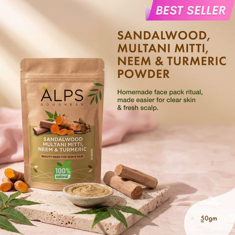Buy Alps Goodness Sandalwood,Multani Mitti,Neem & Turmeric Powder (50 gm)-Purplle